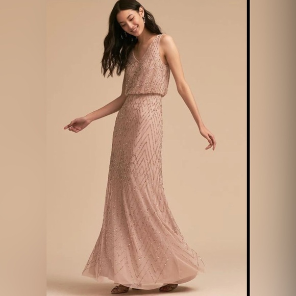 BHLDN NWT Pink and Gold Sleeveless Maxi gown - Picture 2 of 16